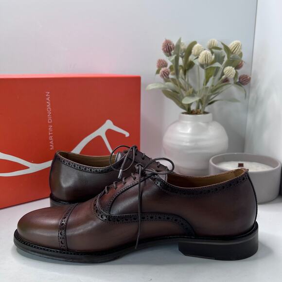Martin Dingman Cambridge Cap Toe Dress Shoes Chocolate 300191M Men\'s 9 Tried On main image 5